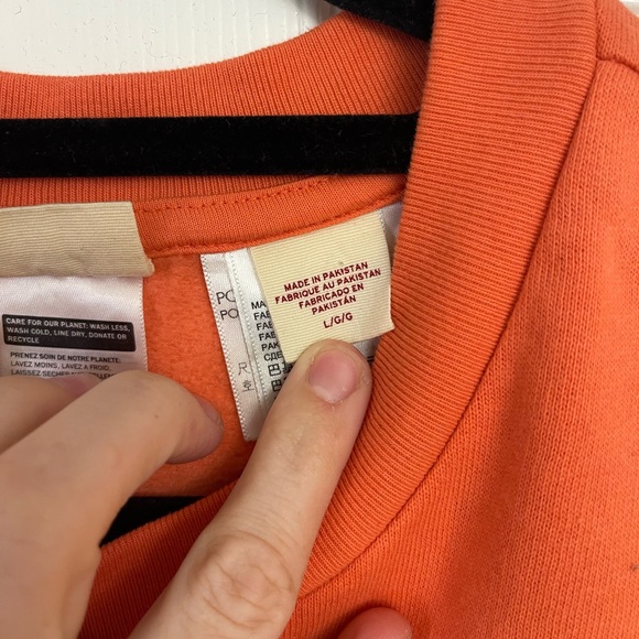 Levi coral orange retro logo cropped crew neck sweatshirt | Size large - Picture 2 of 8